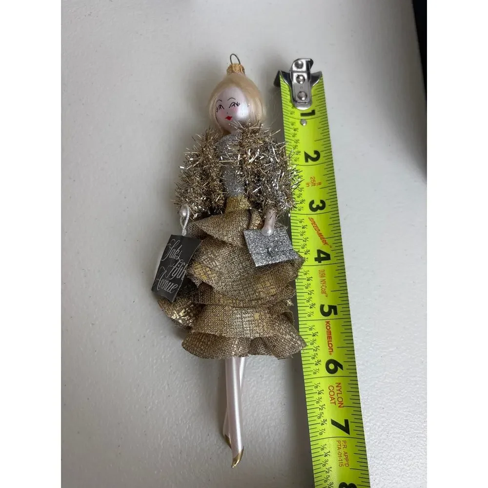 NIB Authentic Retired De Carlini Italy for Saks Fifth Avenue Ornament Gold Lady